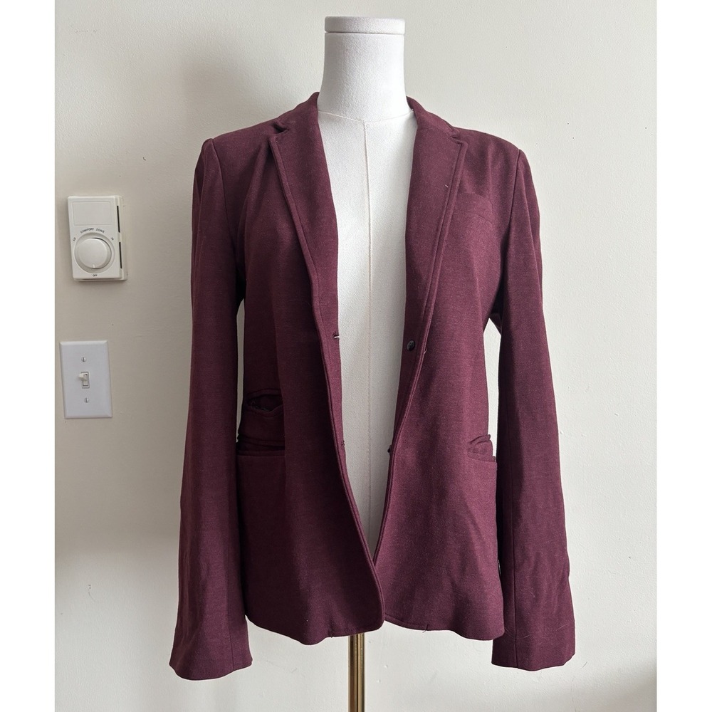 J Crew Womens 6 Blazer Jacket Burgundy Stretch Preppy Autumn Office Lined *Flaw